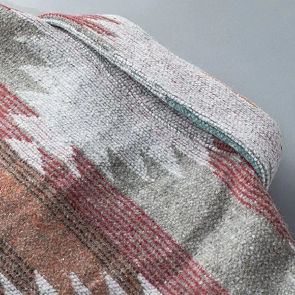 SOLD Flannel Distressed Aztec Shirt Jacket/Shacket Large - Picture 9 of 16